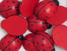 Euro Wood Ladybug Red/Black Dots Beads 2 Side Hole 6.5x14x18mm