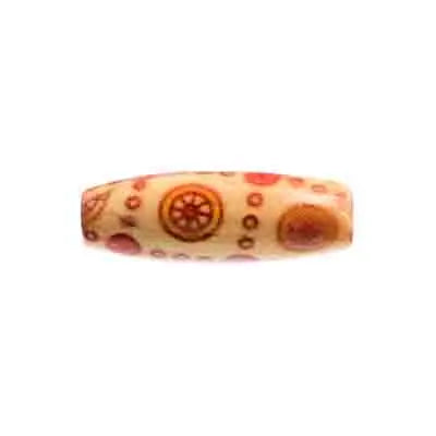 Wooden Bead Oval 8x22mm Mixed Pattern & Color - Cosplay Supplies Inc
