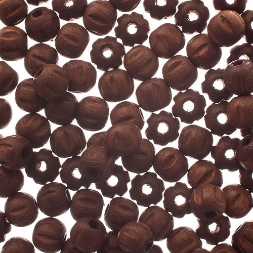 Euro Wood Beads Round Rigged 6mm Dark Brown 100pcs