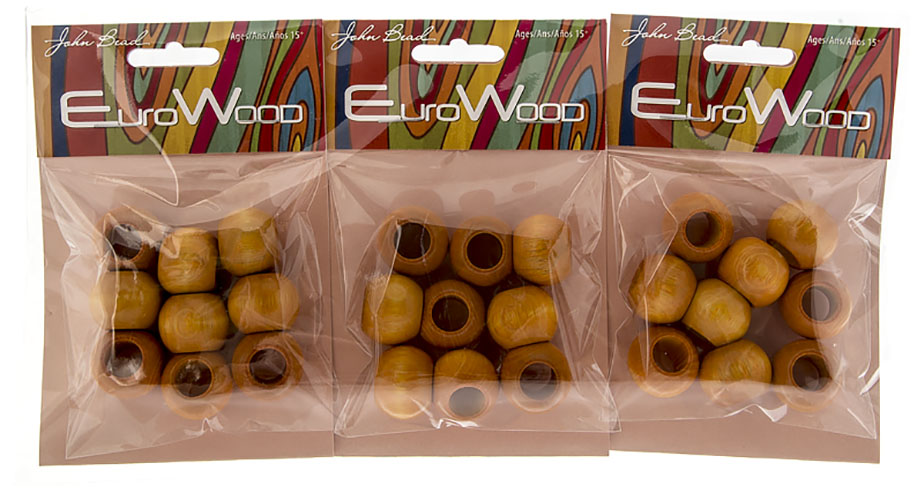 Euro Wood Beads - Round Large Hole 20x16mm 