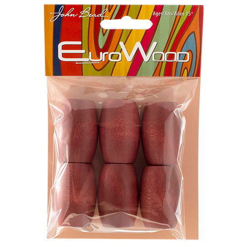 Euro Wood Beads - Oval Large Hole 22x33mm - 6pcs
