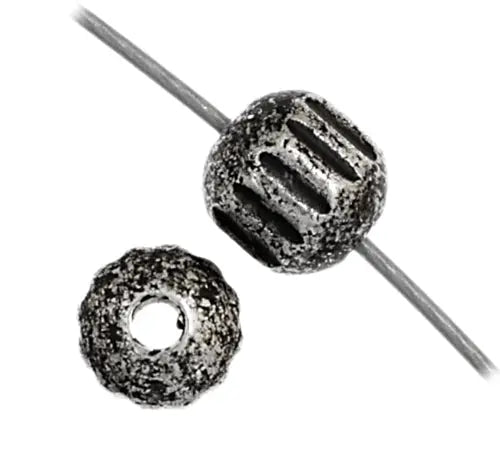 Beads Metalized Fluted Round 5mm Antique Silver
