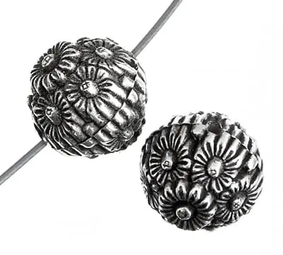 Metalized Bead W/ Sterling Silver Coating 10mm Round Antique Silver