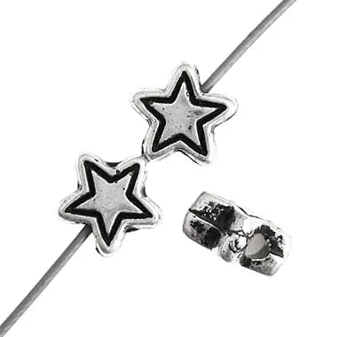 Metalized Bead W/ Sterling Silver Coating 6mm Star Antique Silver