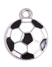 Pendant - Soccer Ball Epoxy 17mm Lead Free / Nickel Free Black/White/Silver
