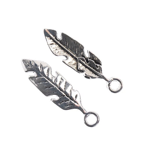 Pendant - Double Feather 27mm Antique Silver Lead Free / Nickel Free - Cosplay Supplies Inc
