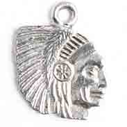 Pendant - Native Head 18mm Antique Pewter Lead Free Nickel Free - Cosplay Supplies Inc