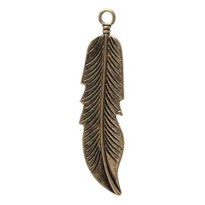 Pendant Feather 44x10mm  Lead Free / Nickel Free - Cosplay Supplies Inc