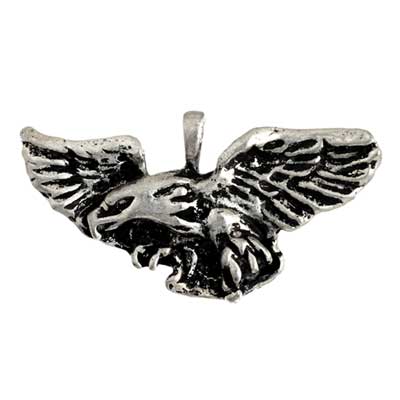Pendant - Eagle Wings Spread Antique Silver Lead Free / Nickel Free 39x20mm - Cosplay Supplies Inc