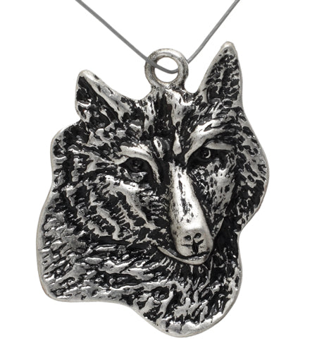 Pendant - Wolf's Head Large Antique Silver Lead Free / Nickel Free