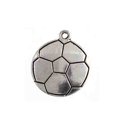 Pendant - Soccer Ball Domed 18.5x18.5mm Antique Silver 10pcs - Cosplay Supplies Inc