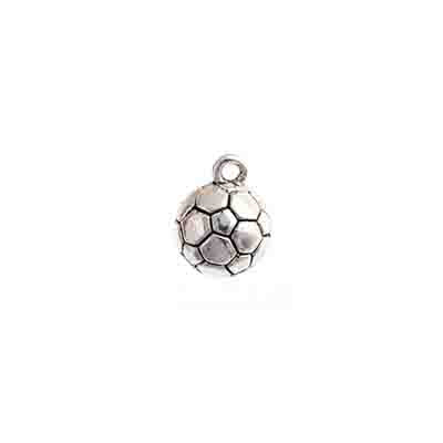 Pendant - Soccer Ball Round 10.75x11mm Antique Silver 10pcs - Cosplay Supplies Inc
