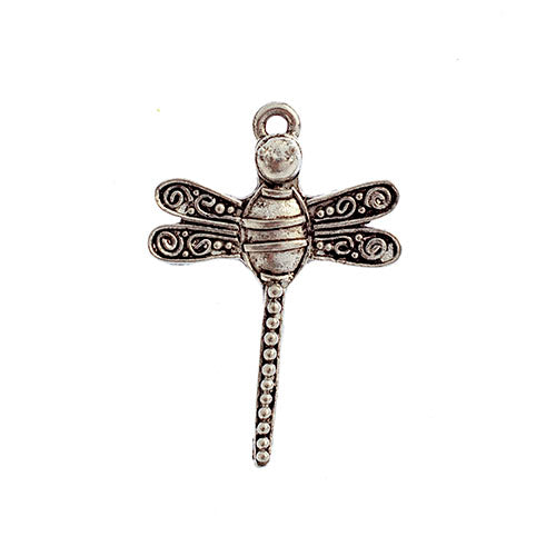 Pendant - Dragon Fly Antique Silver Lead Free - Cosplay Supplies Inc