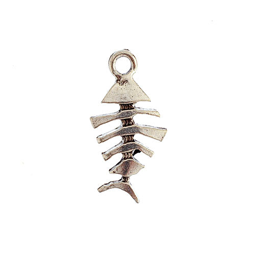 Pendant - Fish Skeleton Antique Silver Lead Free - Cosplay Supplies Inc