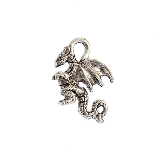 Pendant - Dragon Small Antique Silver Lead Free - Cosplay Supplies Inc