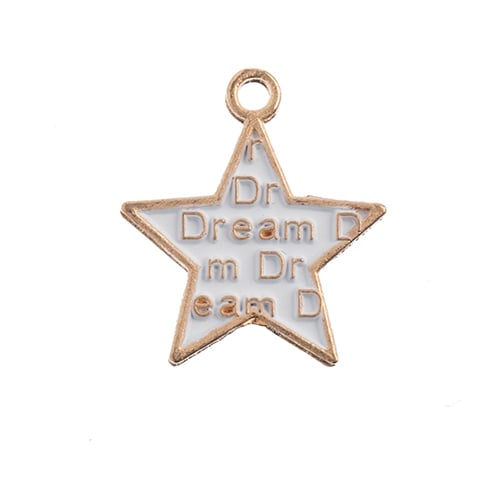 Sweet & Petite Charms 18x16mm Star with Words White 10pcs