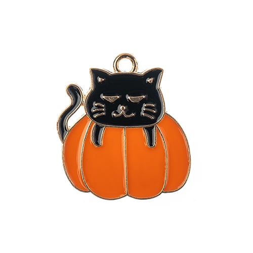 Sweet & Petite Halloween Charms 22x20.5mm Cat in Pumpkin 6pcs