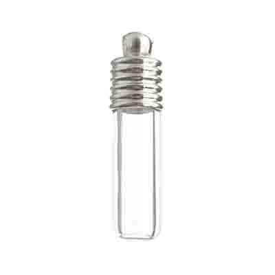 Pendant Glass Clear Tube W/ Silver Cap - Cosplay Supplies Inc