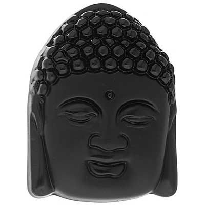 Glass Pendant Buddha Face 38x49mm Black - Cosplay Supplies Inc