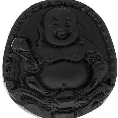 Glass Pendant Buddha Sitting 49x52mm Black - Cosplay Supplies Inc