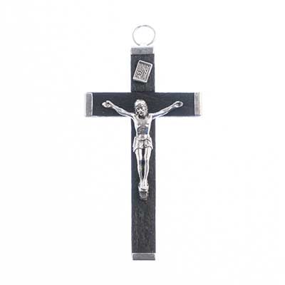 Religious Wood Cross / Nickel With Ring
