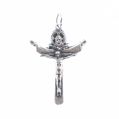 Religious Cross Nickel With Ring Trinity Cross