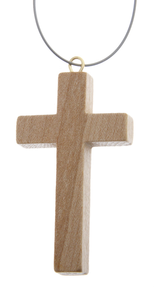 Cross Wooden 42x24x6mm Natural With Gold Ring