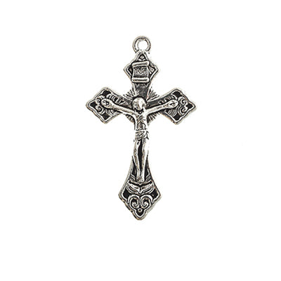 Pendant- Religious Cross With Loop 37.5x33mm Antique Silver 10pcs