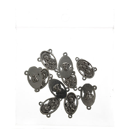 Connector- Religious Scared Heart 15x20mm Antique Silver 10pcs