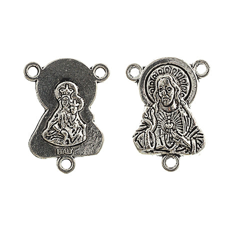 Connector- Religious 3 Loop Sacred Heart 13x17mm Antique Silver 10pcs
