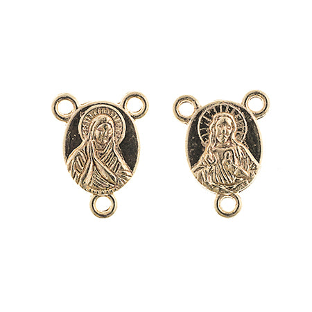 Connector- Religious 3 Loop Sacred Heart 12x9.75mm Gold 10pcs