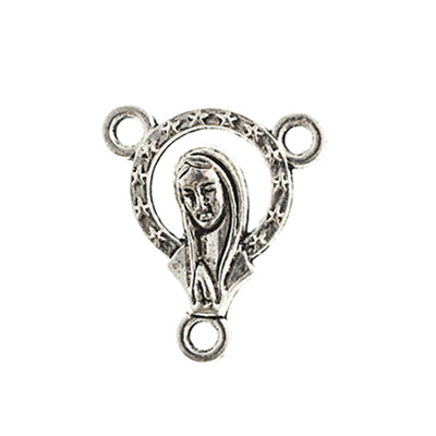 Connector- Religious Mary 3 Loop 17x14mm Antique Silver 10pcs