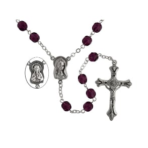Fire-Polished 7mm Rosary Silver