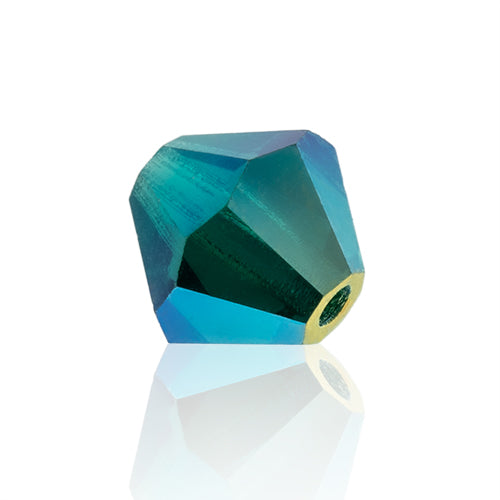 Preciosa Czech Crystal Bead Rondell 451 69 302 Emerald Aurora Borealis x2