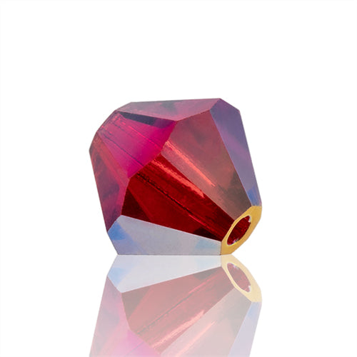 Preciosa Czech Crystal Bead Rondell 451 69 302 Light Siam Aurora Borealis x2