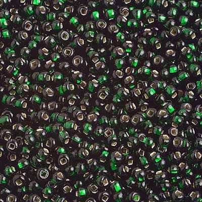 Czech Seed Beads 10/0 Silver Lined - Green Shades