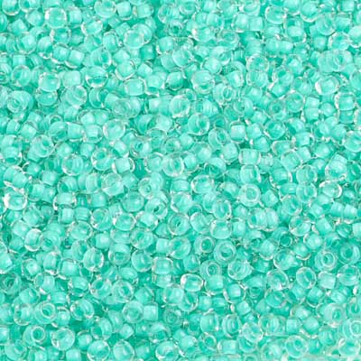 Czech Seed Beads 10/0 Color Lined Green Shades