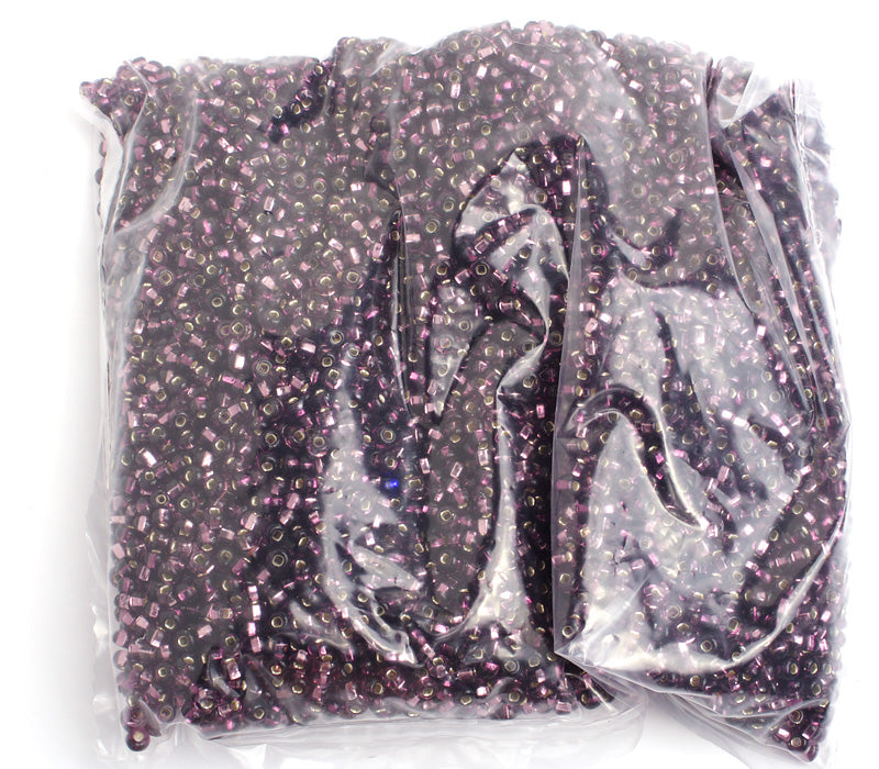 Czech Seed Bead / Pony Beads 6/0 Silver Lined Purple Shades