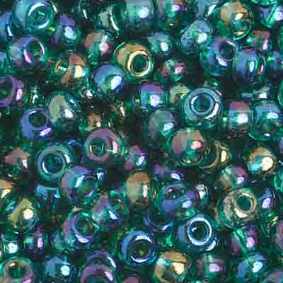 Czech Seed Bead / Pony Beads 6/0 Transparent Green Shades