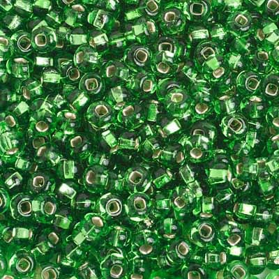 Czech Seed Bead / Pony Beads 6/0 Silver Lined Green Shades