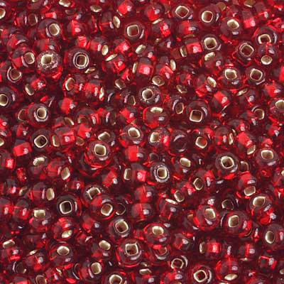 Czech Seed Bead / Pony Beads 6/0 Silver Lined Red Shades