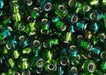 Czech Seed Beads 2/0 Color Lined Green Shades