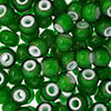 Czech Seed Beads 32/0 Opaque White Heart - Green