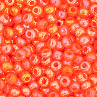Czech Seed Beads 11/0 Opaque Orange Rainbow Luster