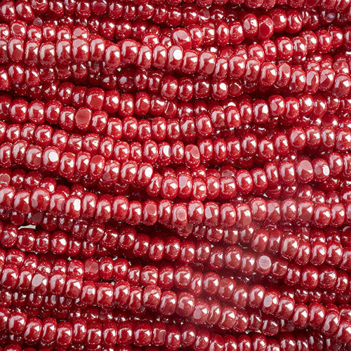 Czech Seed Beads 8/0 Cut Opaque Red Luster Strung