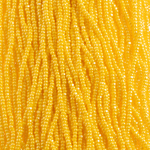Czech Seed Beads 8/0 Cut Opaque Yellow Luster Strung