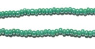Czech Seed Beads 8/0 Cut Opaque Green Luster Strung