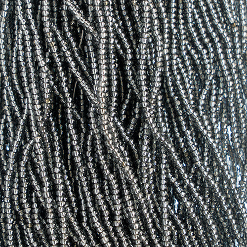 Czech Seed Beads 8/0 Cut Silver Lined Grey Strung