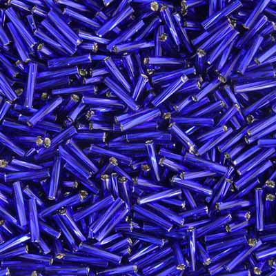 Czech Twisted Bugles Silver Lined Dark Royal Blue