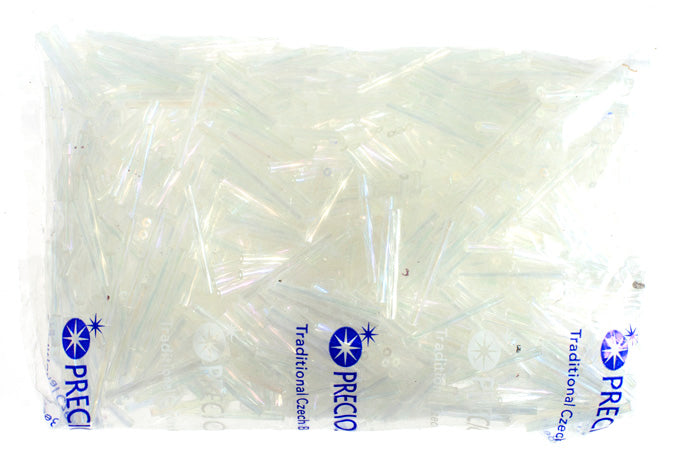 Czech Twisted Bugles Transparent Crystal Iris
